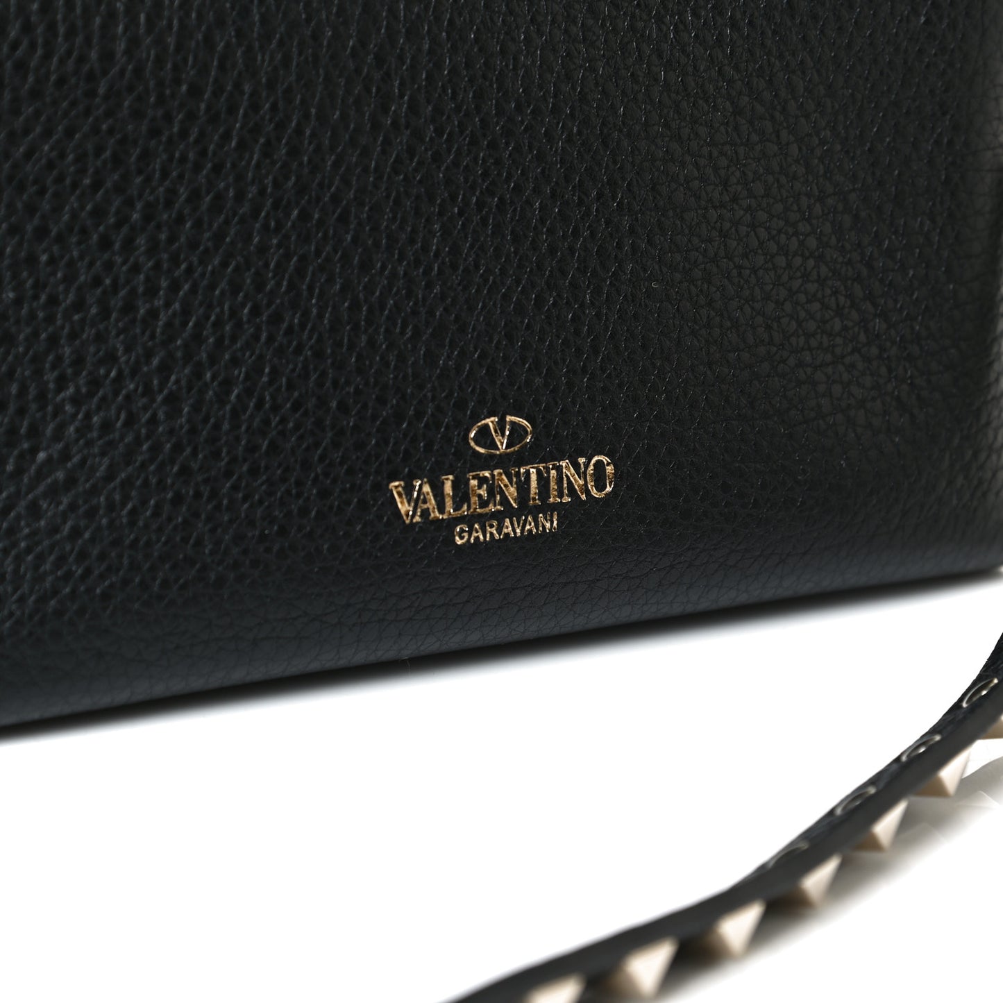 Pebbled Calfskin Mini Rockstud Crossbody Bag Black