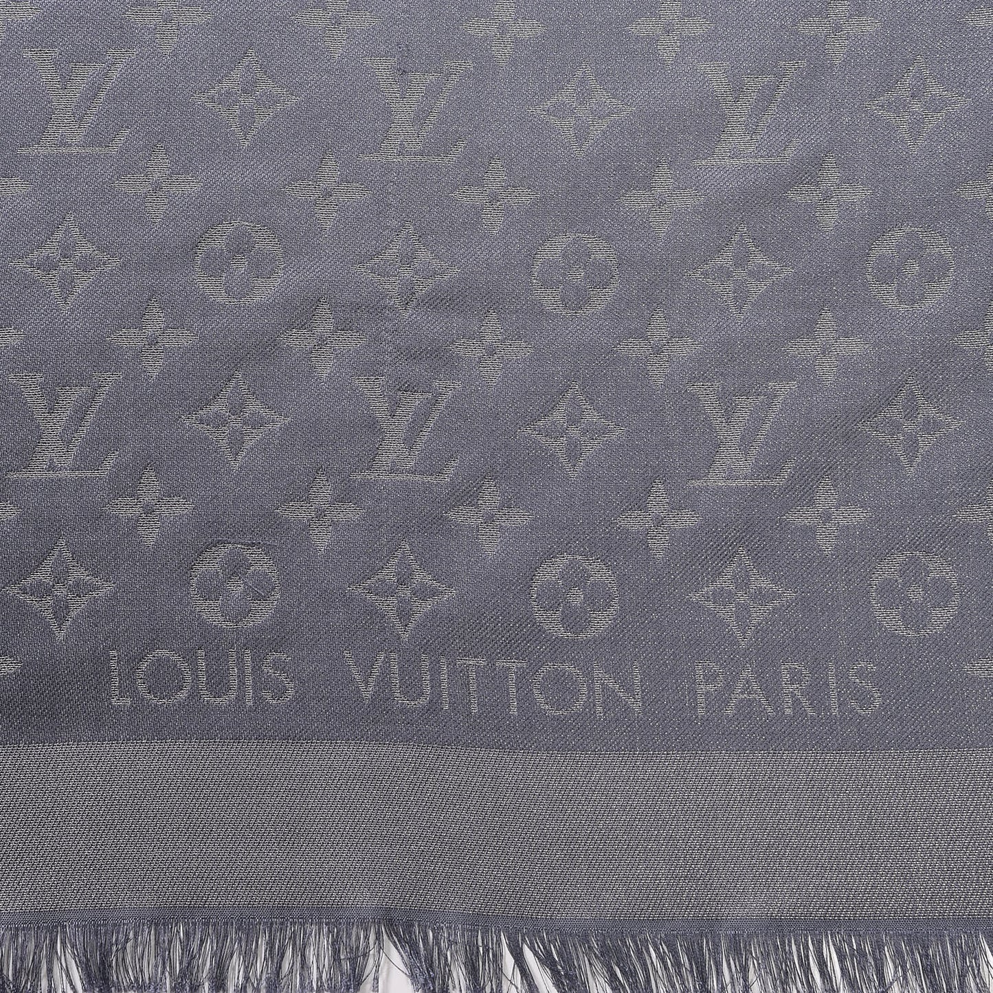 Silk Lurex Wool Monogram Shine Shawl Charcoal Grey