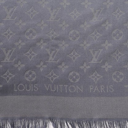 Louis Vuitton Silk Lurex Wool Monogram Shine Shawl Charcoal Grey 3 of 6
