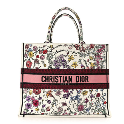 Christian Dior Canvas Embroidered Large Florilegio Book Tote White Multicolor 1 of 9