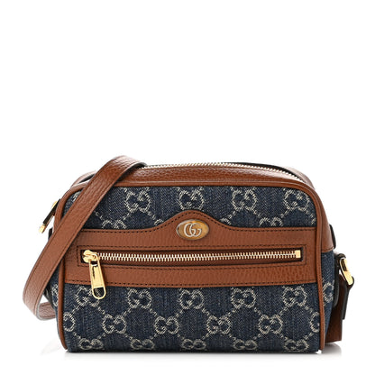 Gucci New Denim GG Monogram Dollar Calfskin Mini Ophidia Shoulder Bag Blue Tea Cuir Epilog 1 of 9