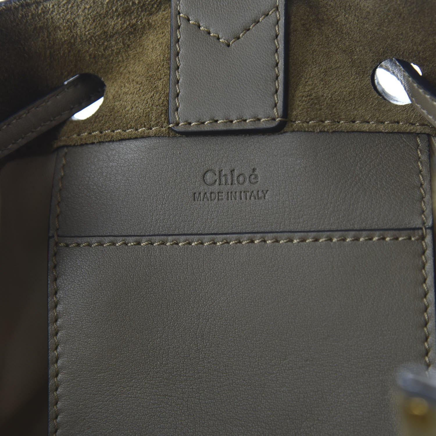 Chloe Suede Studded Small Inez Drawstring Bag Merino Grey 8 of 9