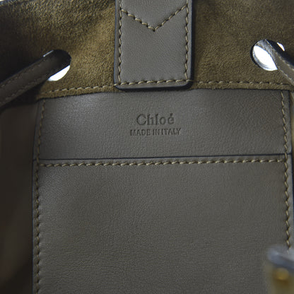 Chloe Suede Studded Small Inez Drawstring Bag Merino Grey 8 of 9