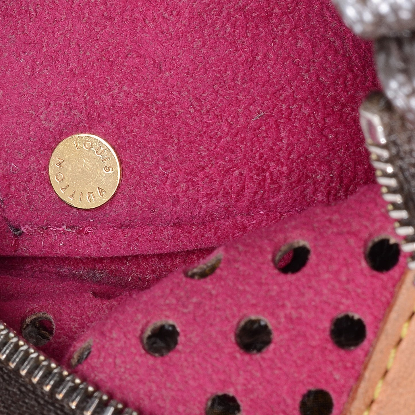 Monogram Perforated Pochette Plat Fuchsia