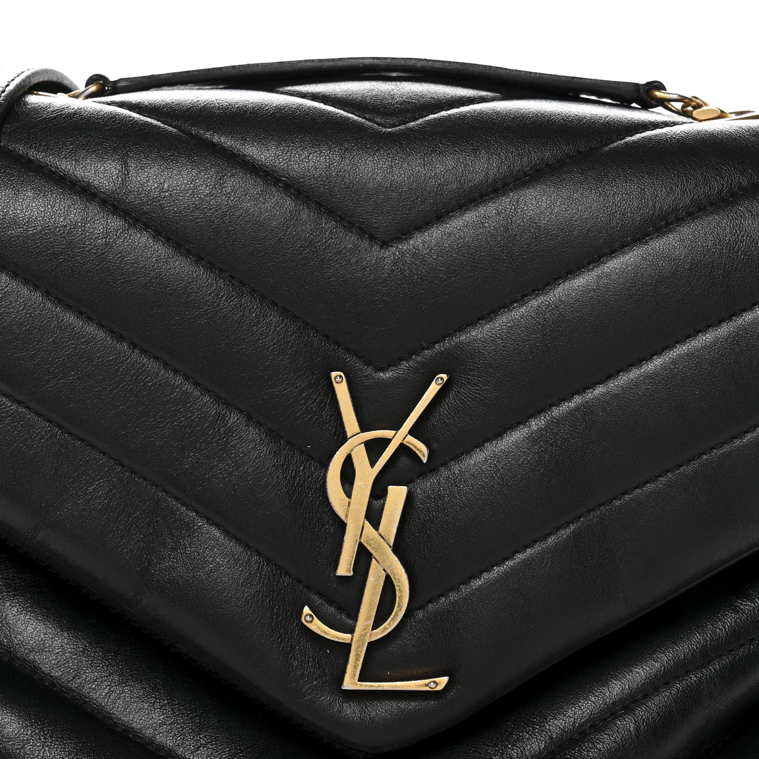 Saint Laurent Calfskin Y Quilted Monogram Medium Loulou Chain Satchel Black 8 of 16