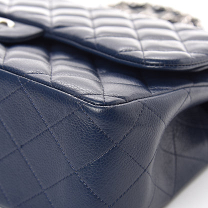Chanel Caviar Quilted Jumbo Double Flap Navy Blue 7 of 15