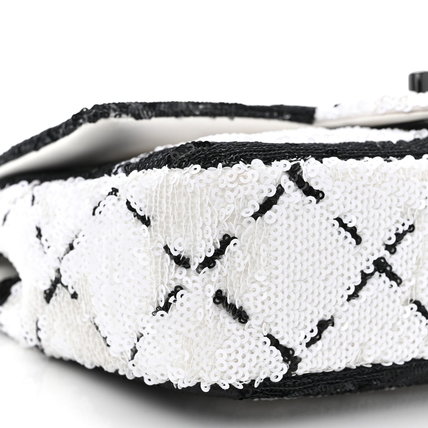 Sequin CC Small Single Flap White Black