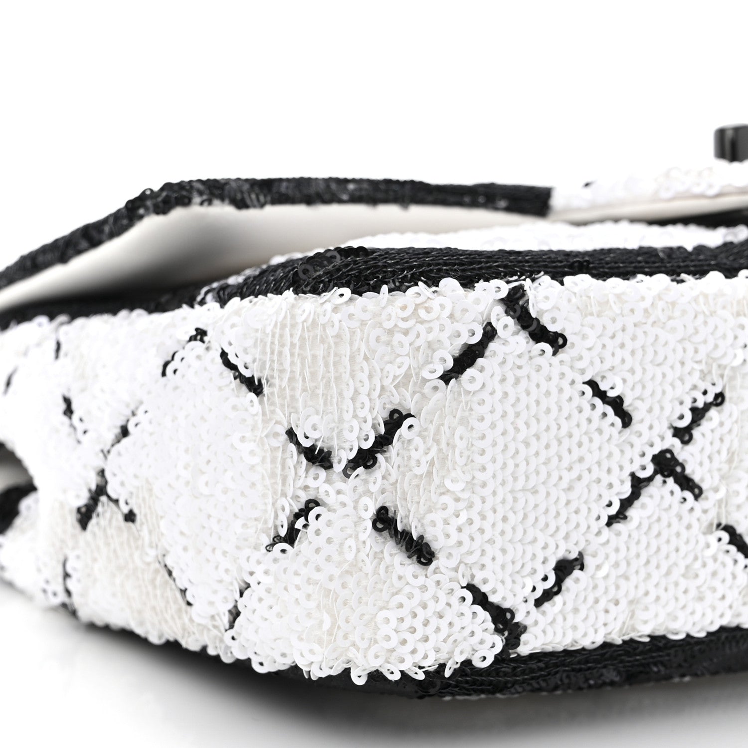 Chanel Sequin CC Small Single Flap White Black 9 of 10