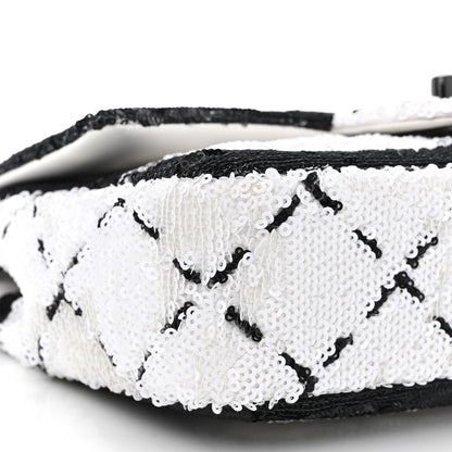 Chanel Sequin CC Small Single Flap White Black 9 of 10