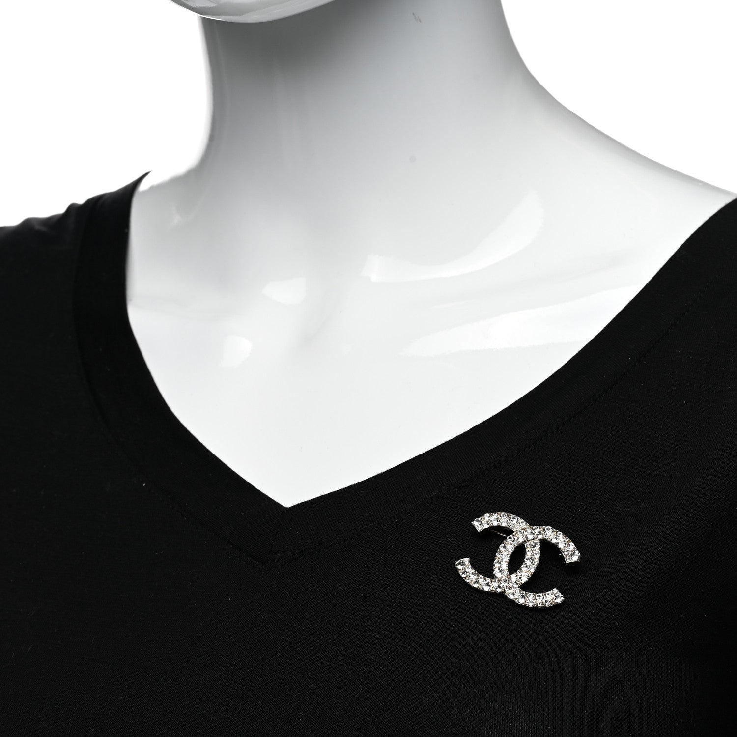 Chanel Crystal CC Brooch Light Gold 2 of 4