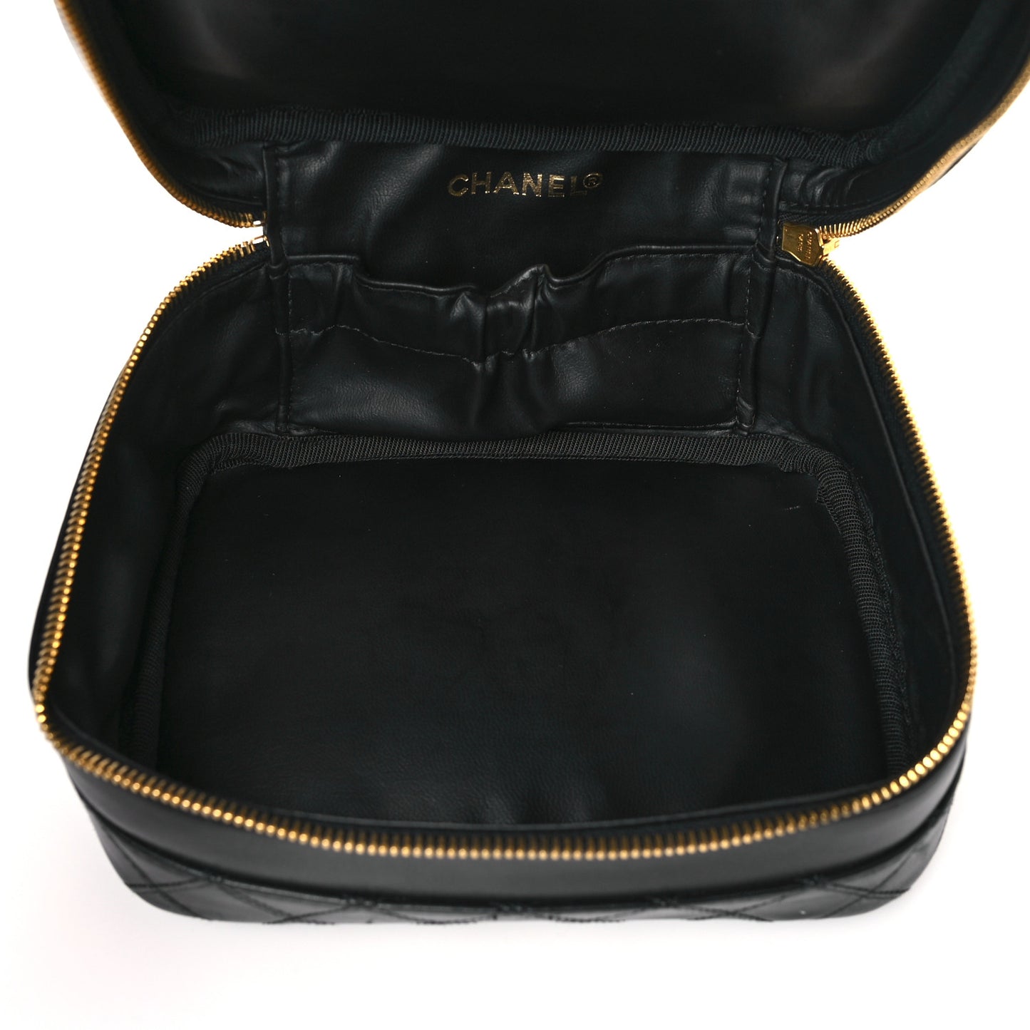 Lambskin Vanity Cosmetic Case Black