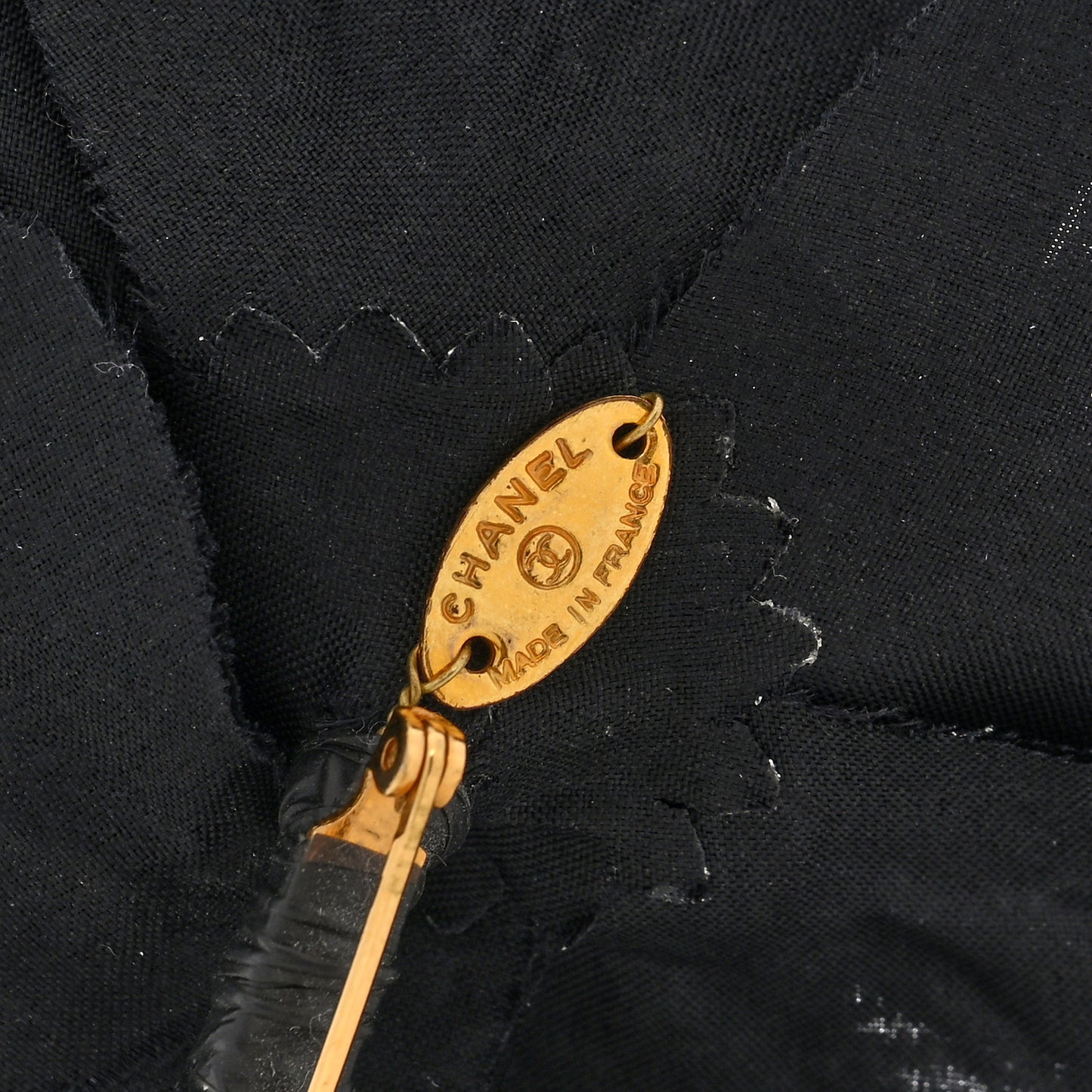 Silk Taffeta Camellia Brooch Pin Black