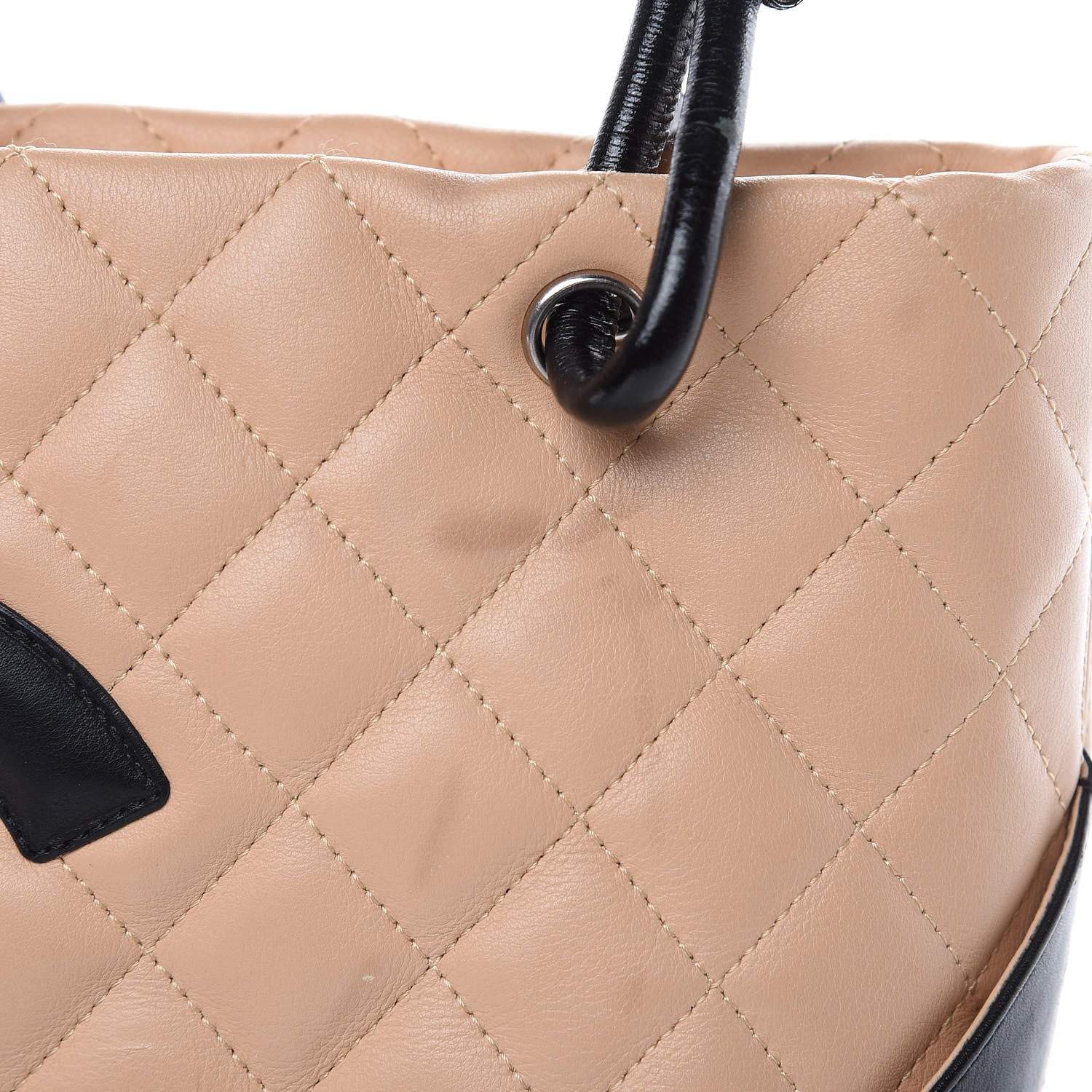 Chanel Calfskin Quilted Small Cambon Tote Beige Black 11 of 15