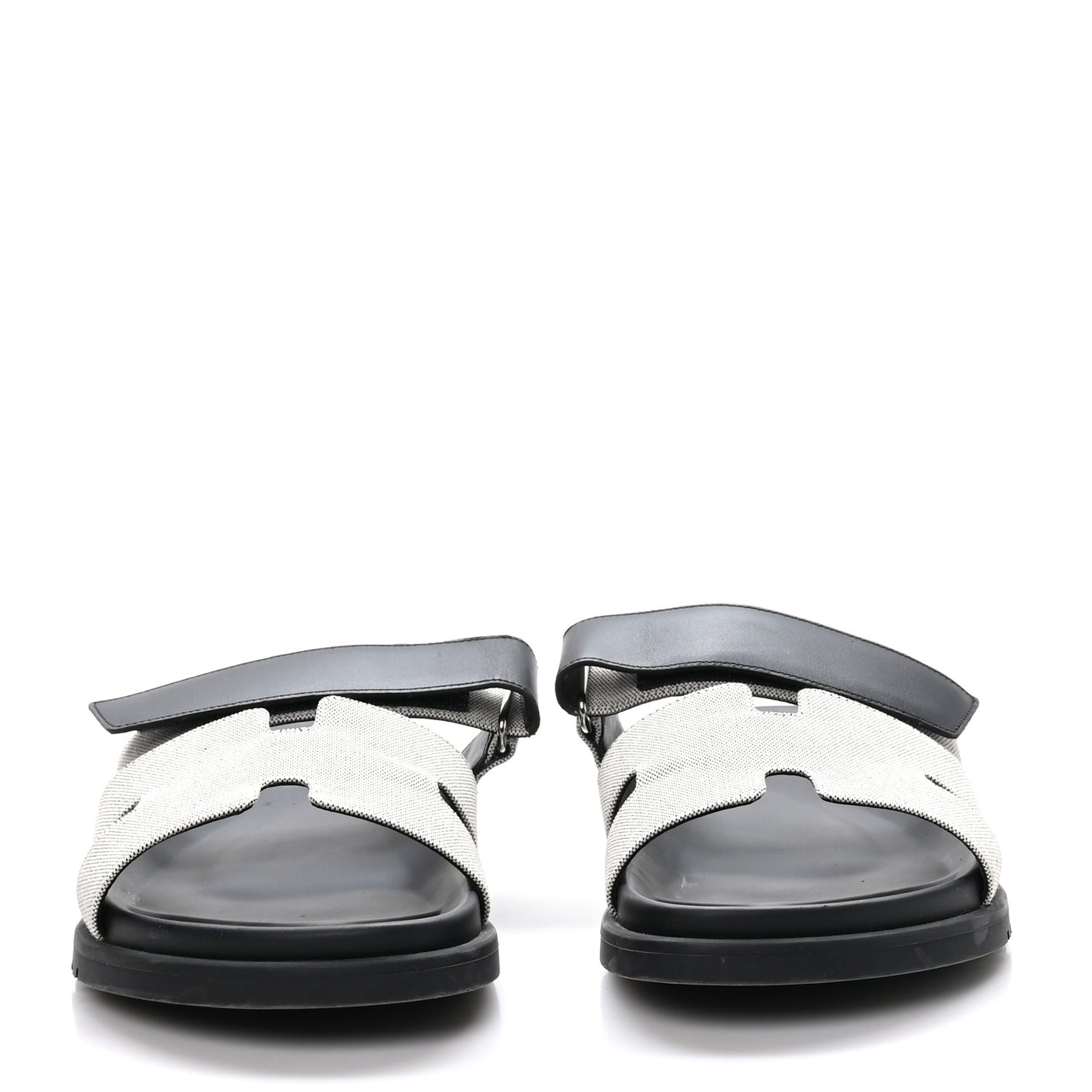 H Canvas Calfskin Mens Chypre Sandals 40 Prunoir Black
