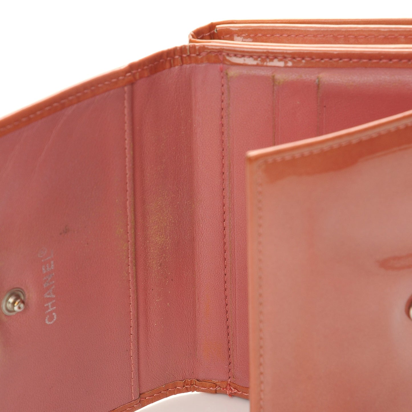 Patent Compact CC Flap Wallet Pink