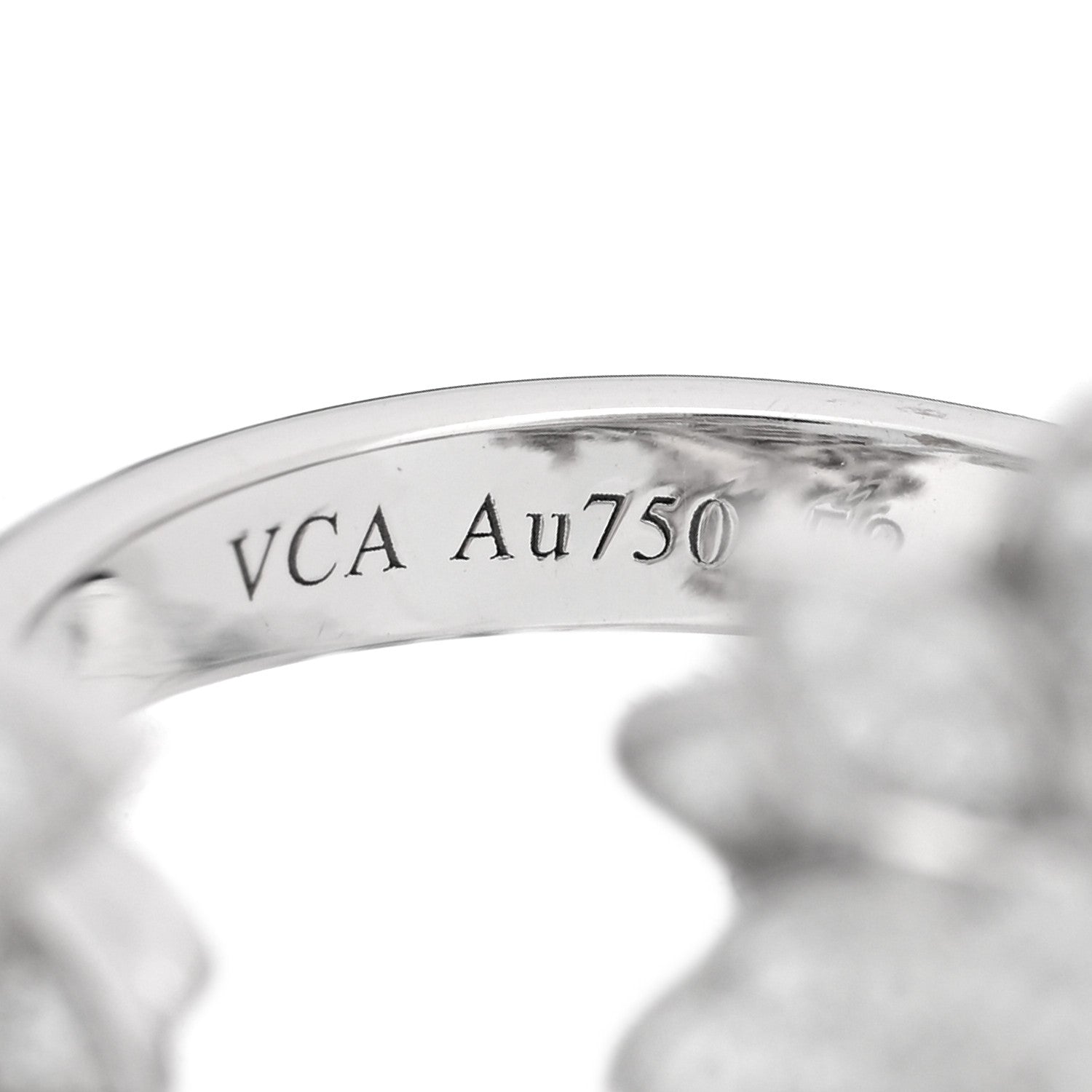 Van Cleef & Arpels 18K White Gold Diamond Lotus Between The Finger 4 Flowers Ring 52 6 4 of 5