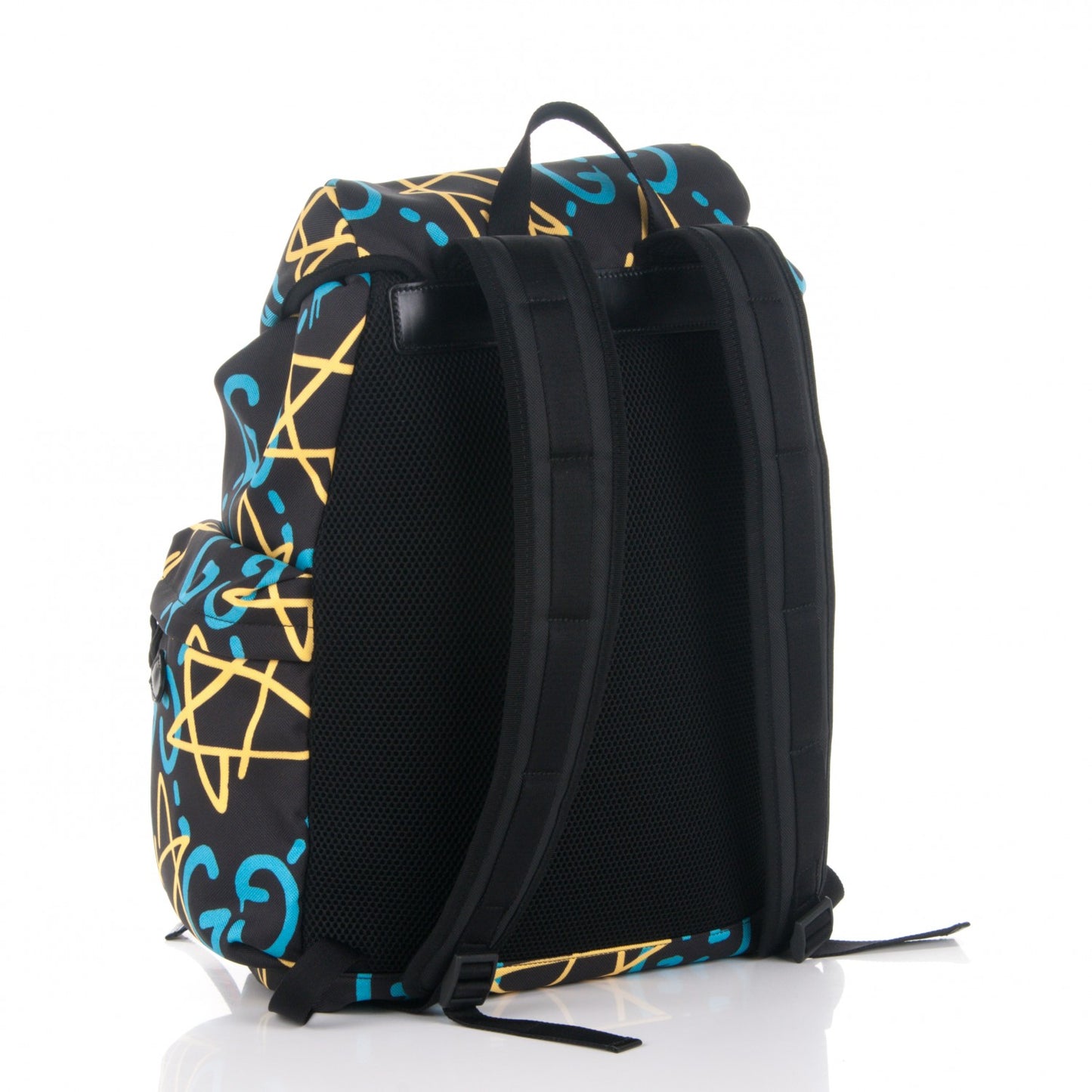 Techno Canvas GucciGhost Double Buckle Backpack Black New Acquamarine
