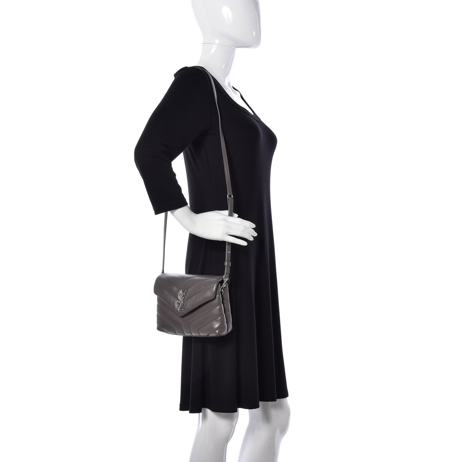 Saint Laurent Calfskin Y Quilted Monogram Toy Loulou Crossbody Bag Earth 2 of 9