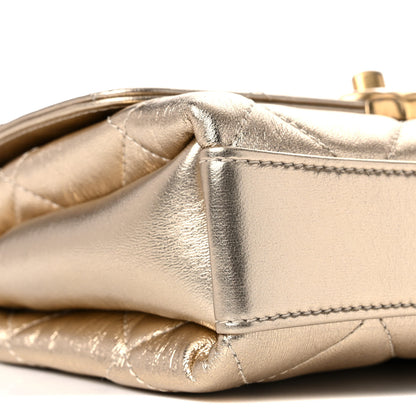 Chanel Metallic Lambskin Quilted Mini CC Crystal Logo Chain Flap Gold 8 of 10