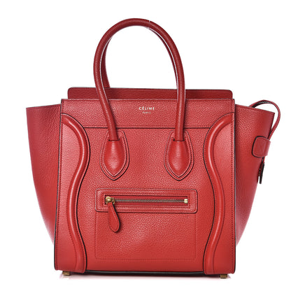 Celine Drummed Calfskin Micro Luggage Coquelicot 1 of 12
