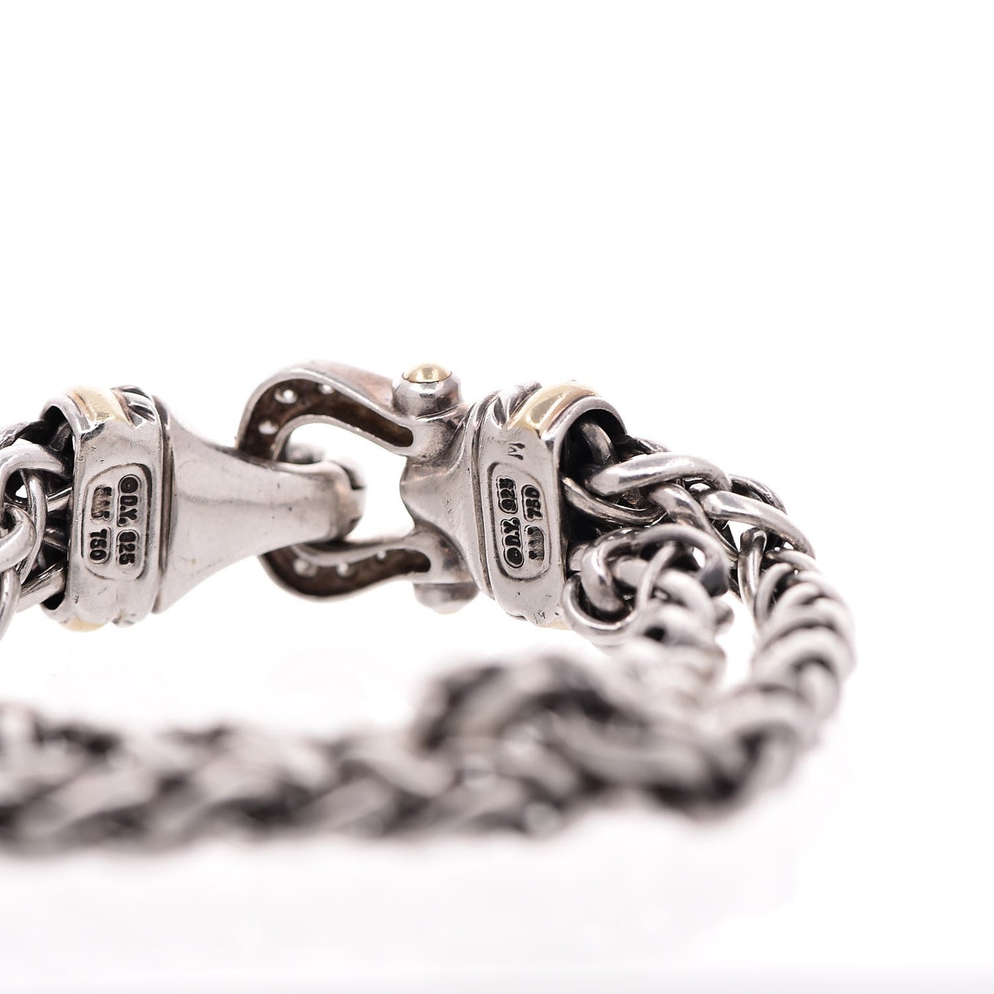 Sterling Silver 18K Gold Diamond Double Wheat Buckle Bracelet