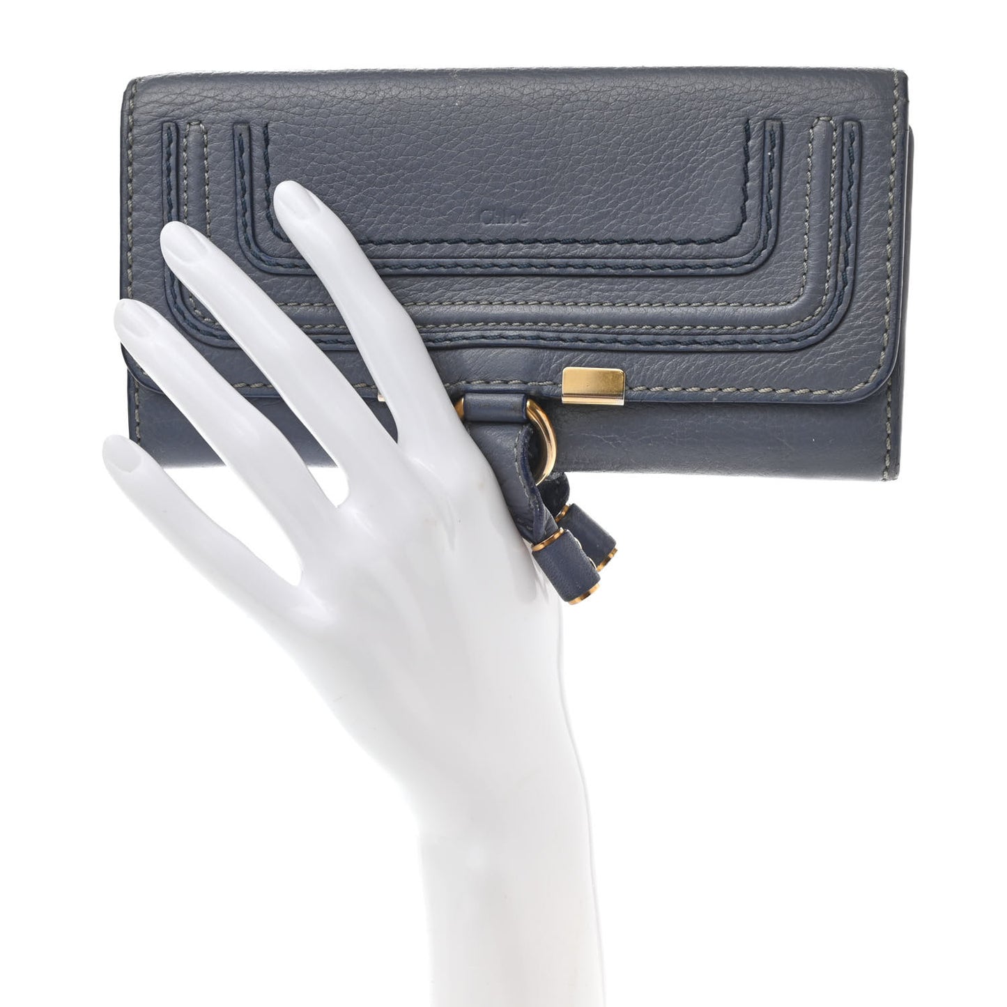 Calfskin Marcie Continental Flap Wallet Street Blue