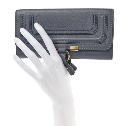 Chloe Calfskin Marcie Continental Flap Wallet Street Blue 2 of 13
