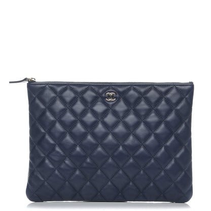 Chanel Lambskin Quilted Medium Cosmetic Case Navy 1 of 8