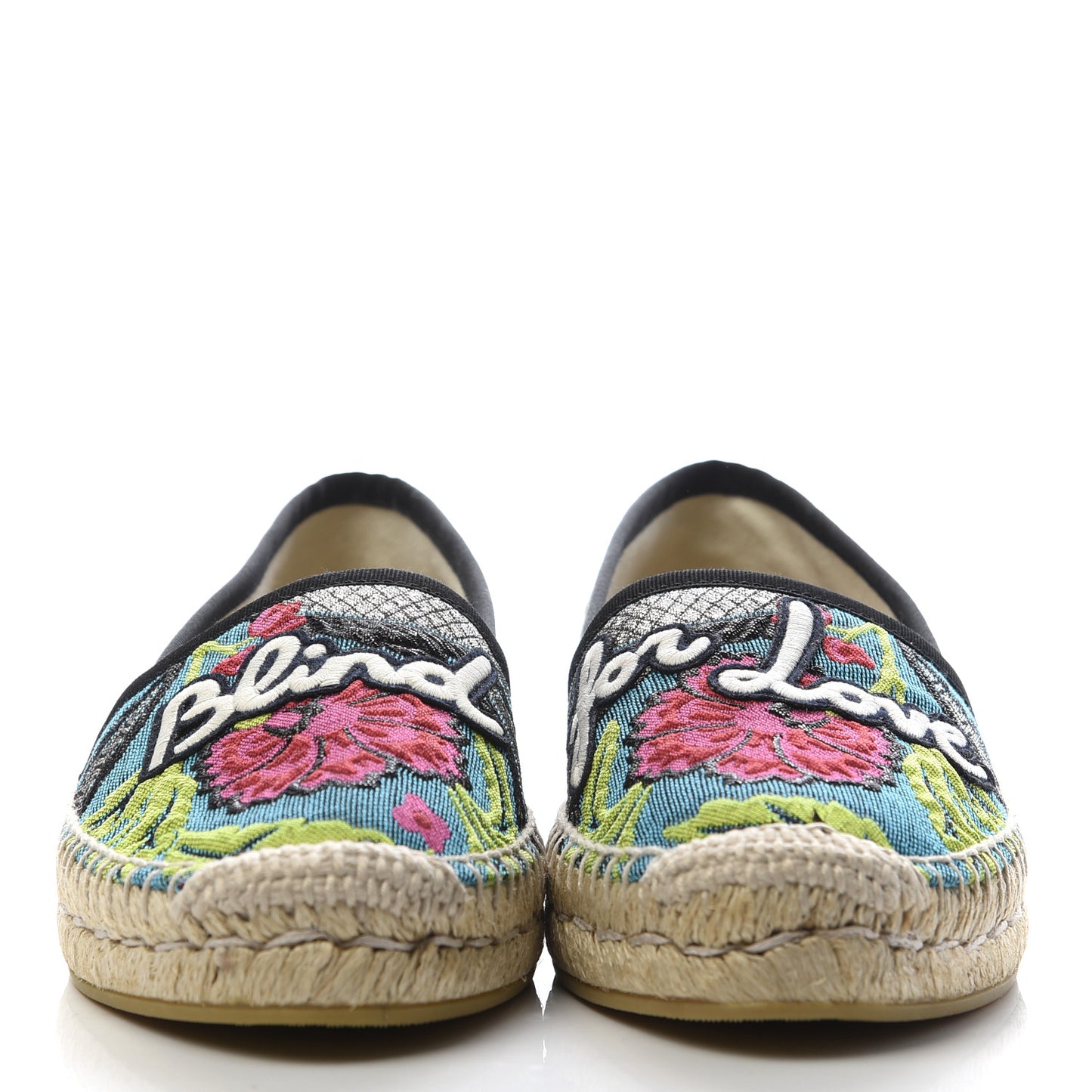 Tapestry Brocade Blind For Love Espadrilles 37 Acquamarine Green Black