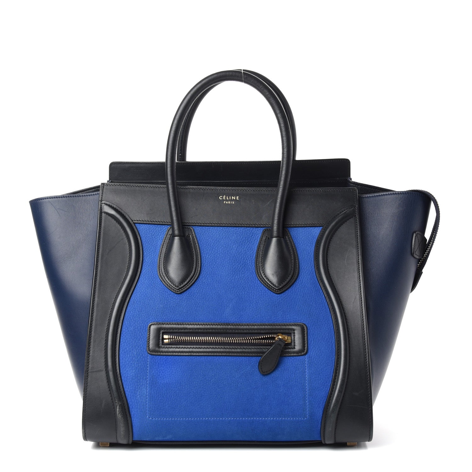 Celine Nubuck Smooth Calfskin Mini Tri-Color Luggage Bright Blue 1 of 9