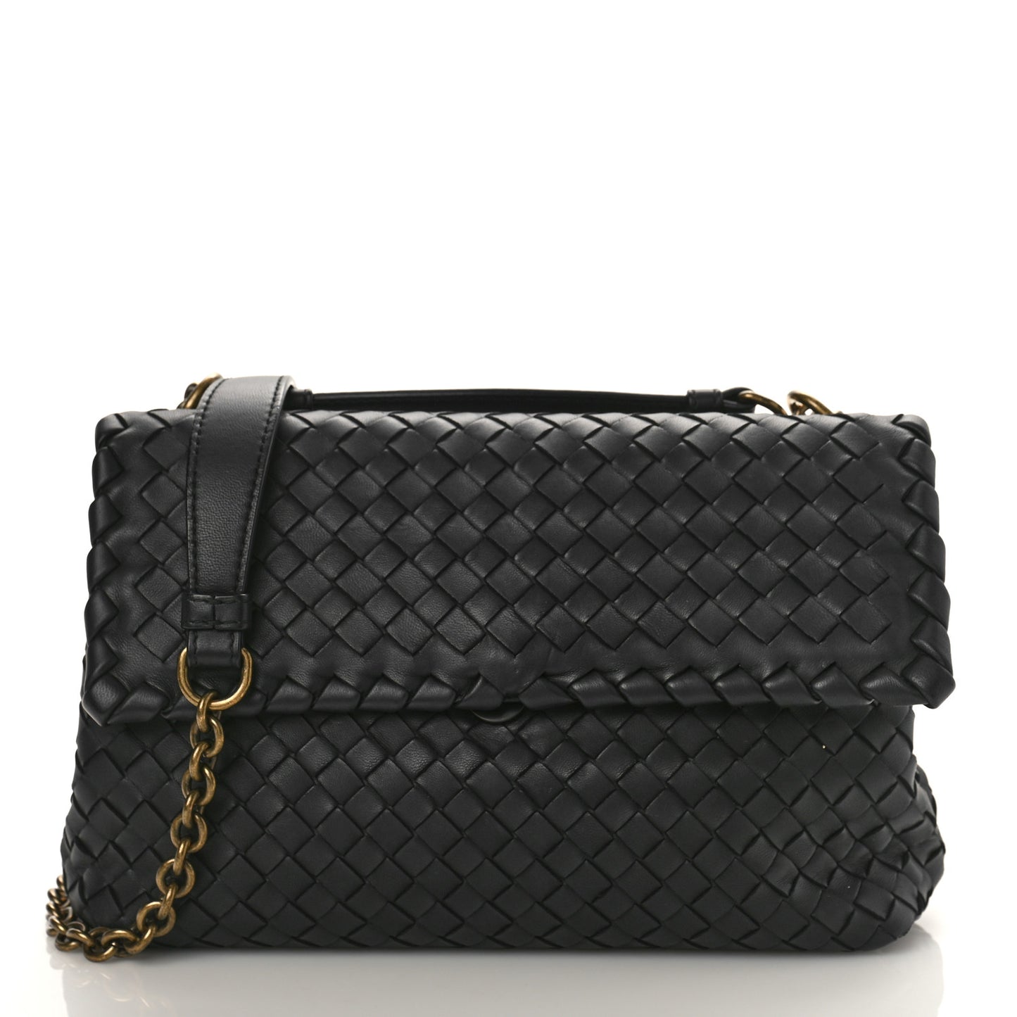 Nappa Intrecciato Medium Olimpia Shoulder Bag Black