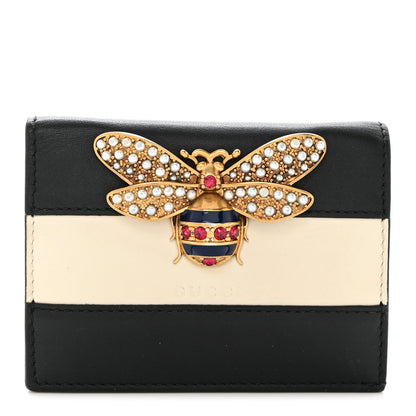 Gucci Calfskin Queen Margaret Card Case Wallet Black Mystic White 1 of 7