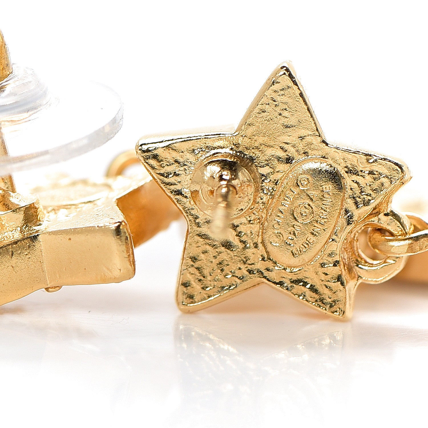 Chanel Crystal Pearl CC Star Drop Earrings Gold 4 of 4