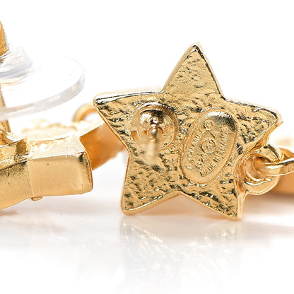 Chanel Crystal Pearl CC Star Drop Earrings Gold 4 of 4