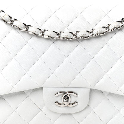 Chanel Caviar Quilted Jumbo Double Flap White 10 of 10