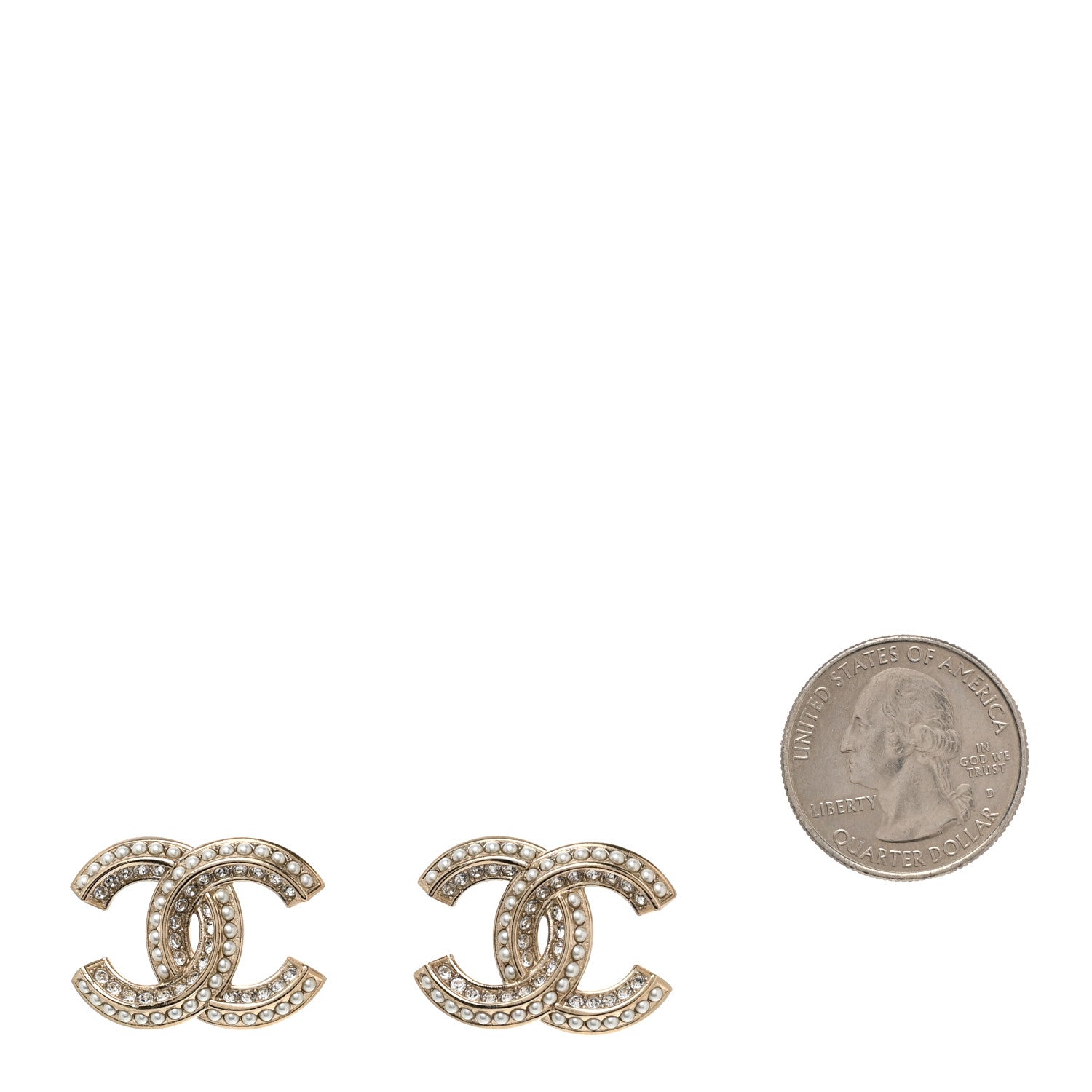 Chanel Crystal Pearl Chain Mania CC Earrings Gold 2 of 5