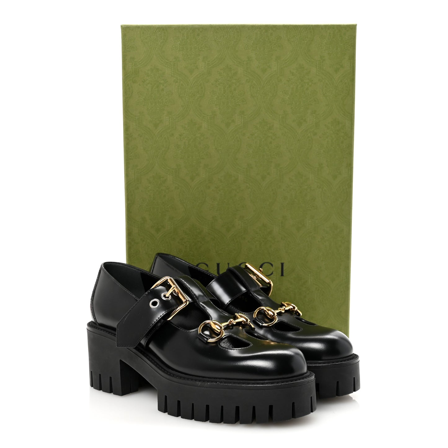 Calfskin Womens Horsebit Platform Chunky Lug Sole Mary Jane 40mm Loafers 36.5 Black