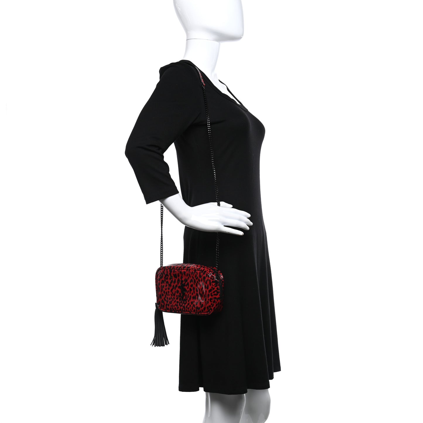 Patent Calfskin Leopard Print Monogram Mini Lou Camera Bag Red