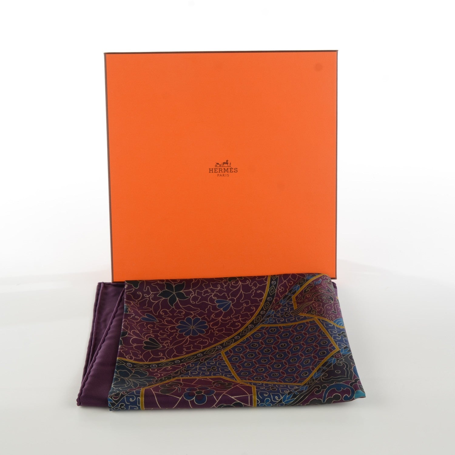 Hermes Silk Collections Imperiales Scarf 90 Aubergine Vert Bleu 4 of 7