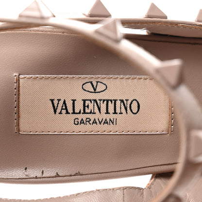 Valentino Garavani Calfskin Lacquered Monochrome Rockstud Ankle Strap 100mm Pumps 38.5 Poudre 7 of 9