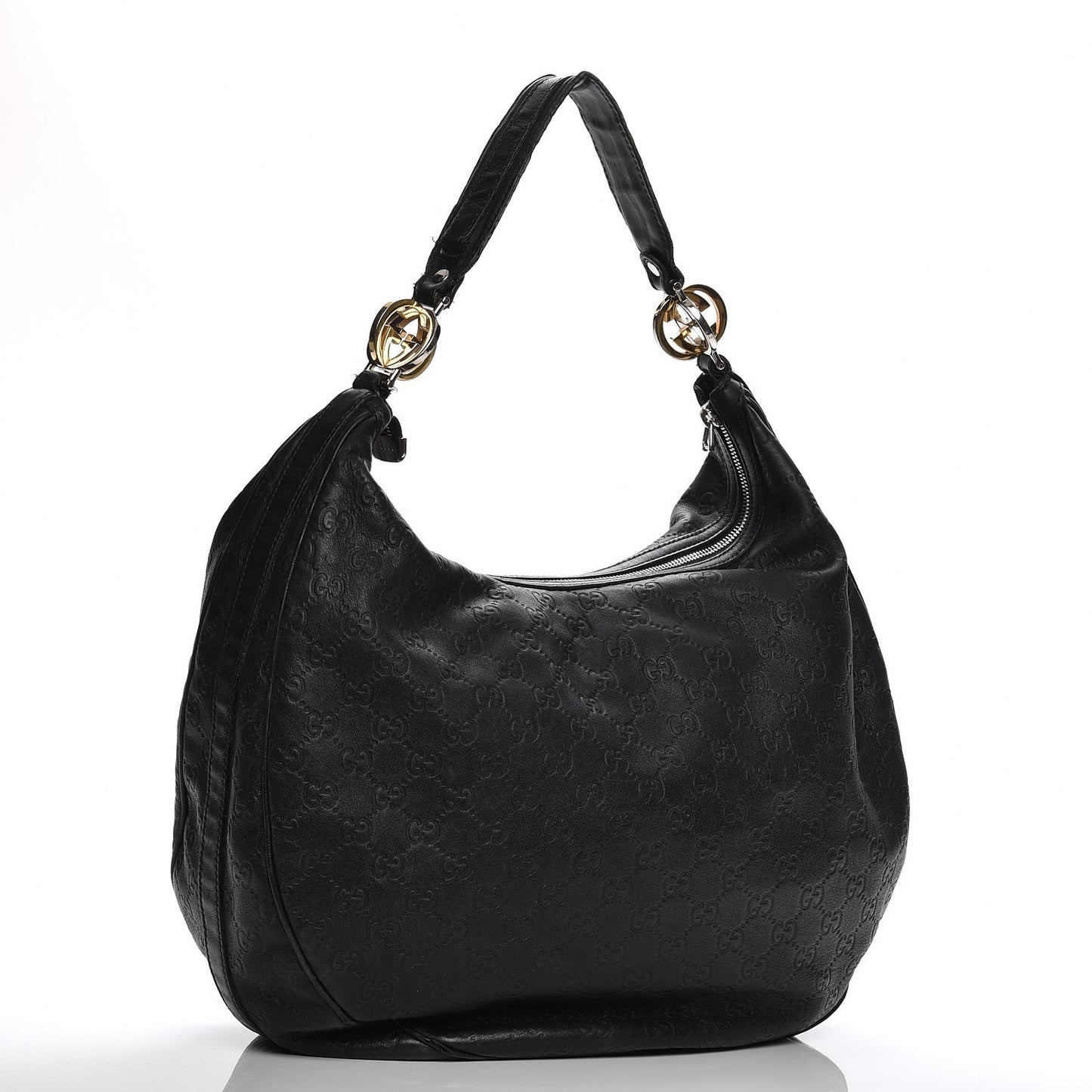 Guccissima Large GG Twins Hobo Black