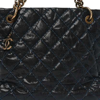 Chanel Glazed Caviar Coco Pleats Totes Navy 8 of 10