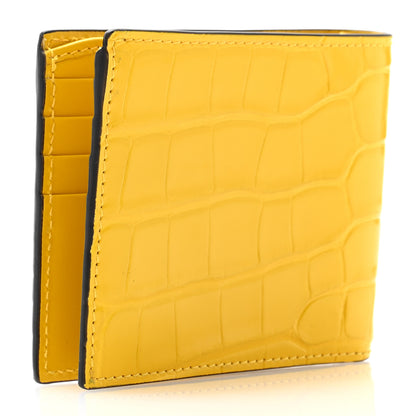 Gucci Crocodile Bi-Fold Wallet Yellow 3 of 9