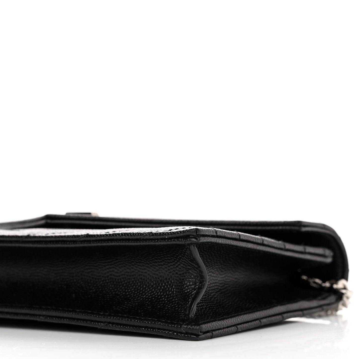 Grain De Poudre Matelasse Chevron Monogram Envelope Chain Wallet Black