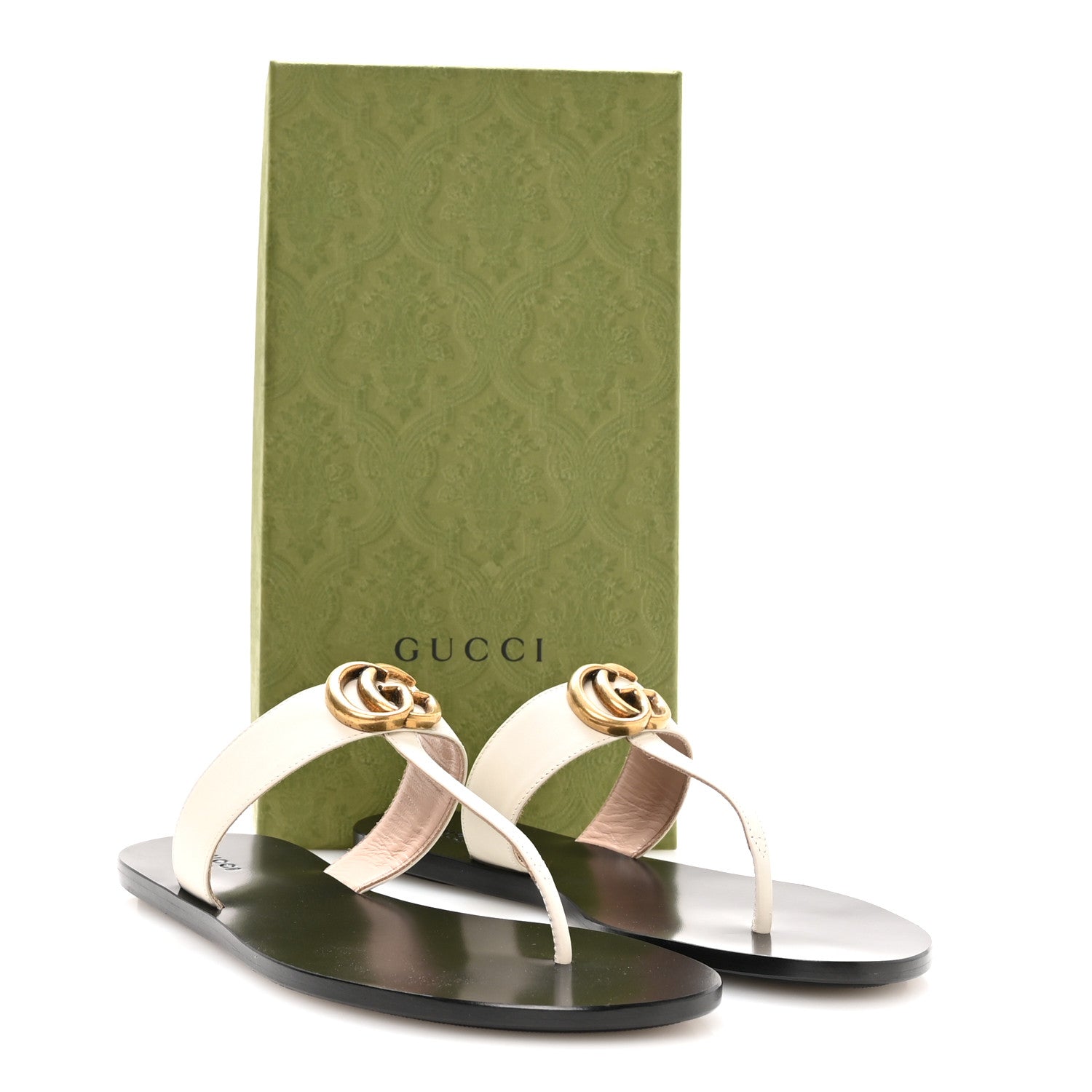 Gucci Calfskin GG Marmont Thong Sandals 40 Mystic White 15 of 16
