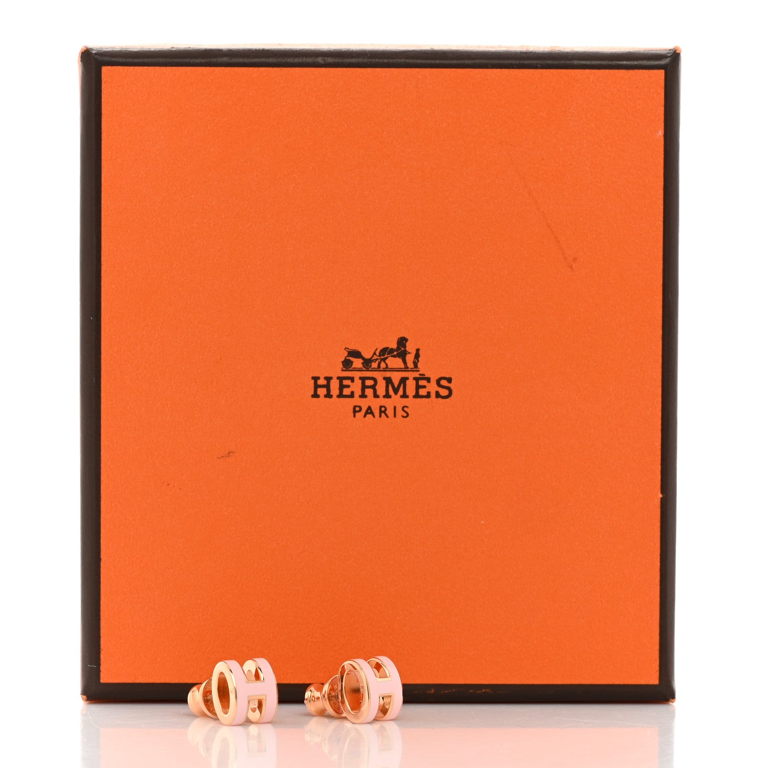 Hermes Gold Lacquered Mini Pop H Earrings Rose Dragee 6 of 6