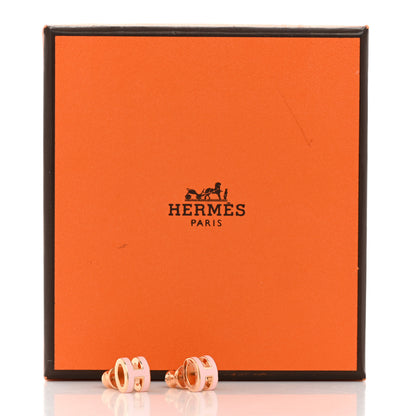 Hermes Gold Lacquered Mini Pop H Earrings Rose Dragee 6 of 6