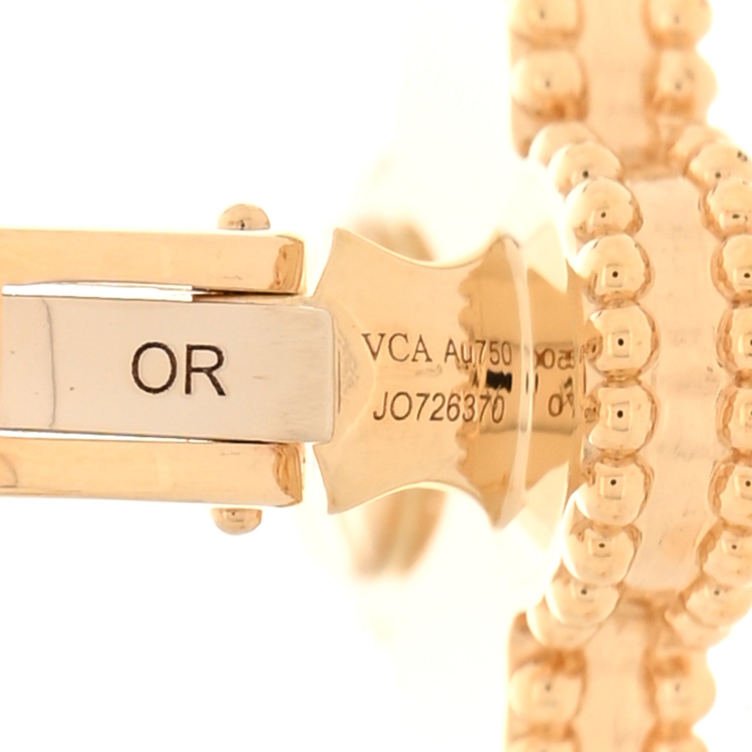 Van Cleef & Arpels 18K Yellow Gold Guilloche Vintage Alhambra Earrings 4 of 5