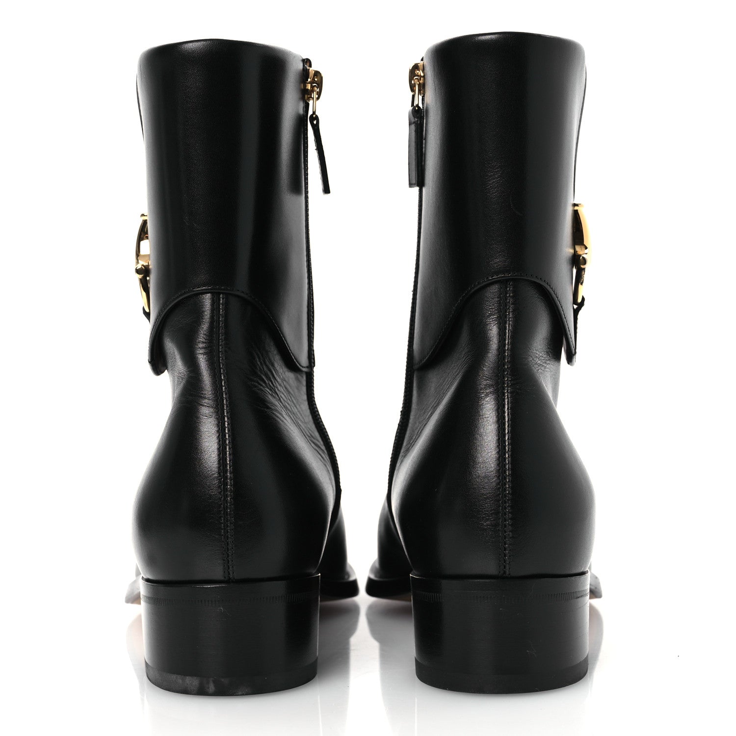 Gucci Calfskin Horsebit Mens Elizabeth Ankle Boots 8 Black 6 of 13