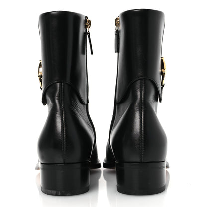 Gucci Calfskin Horsebit Mens Elizabeth Ankle Boots 8 Black 6 of 13